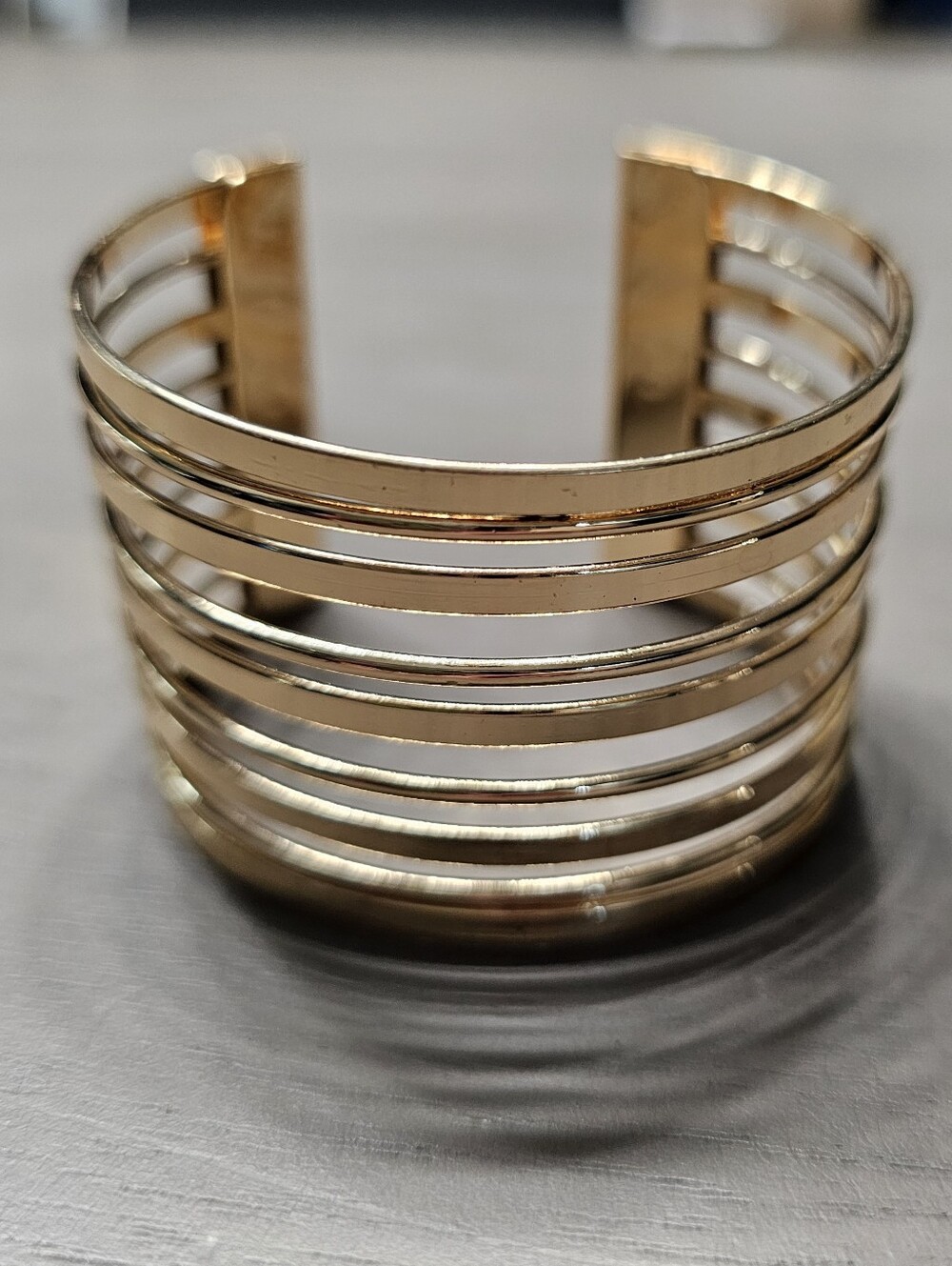 Gold Multi-Strand Cuff Bracelet | Layered Statement Open Bangle